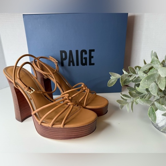 PAIGE Shoes - Paige Hailey Platform Sandal in Cognac Leather Size 10 NWT Strappy Euro Summer